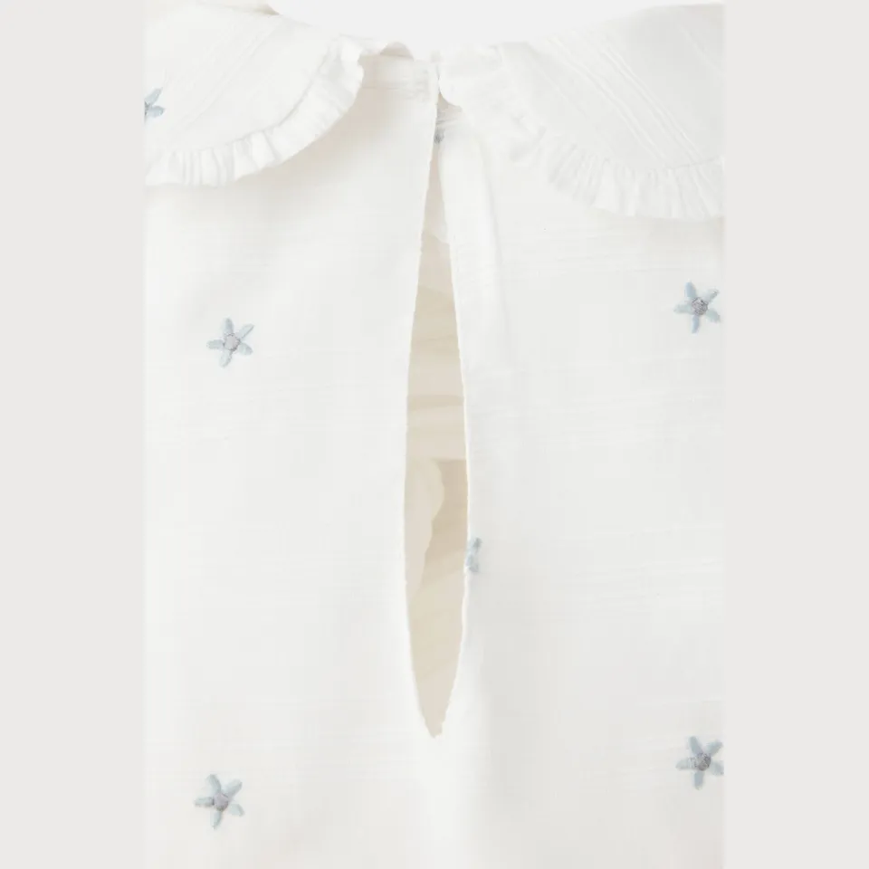 Mango Kids katoenen romper met borduursels en sterren - ecru/lichtblauw, foto 6