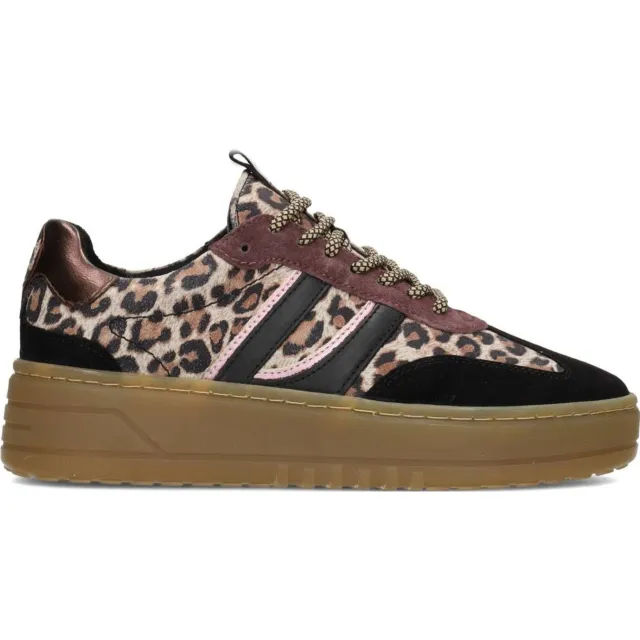 Poelman Anemone suède sneakers zwart/beige/roze