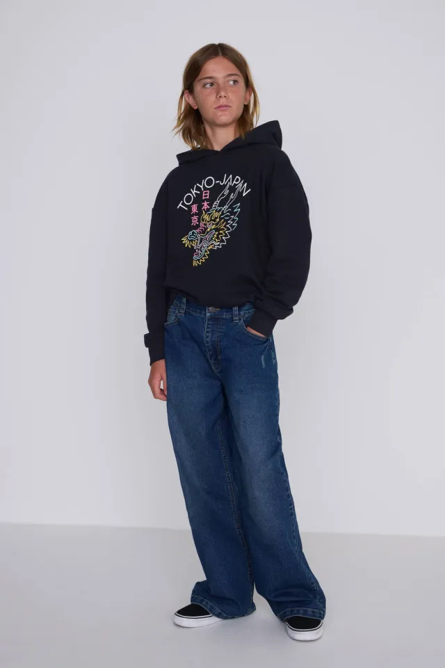Coolcat Wide Leg Jeans Dominic Donker Blauw Donkerblauw denim