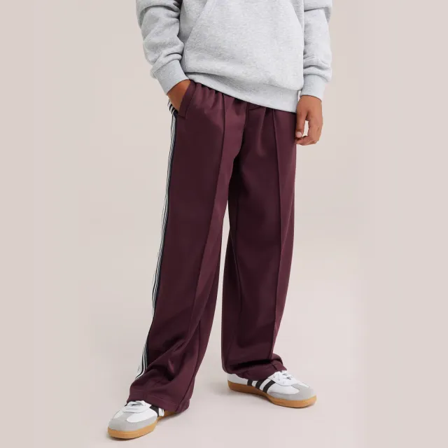 WE Fashion straight leg gestreepte joggingbroek donkerrood, foto 3