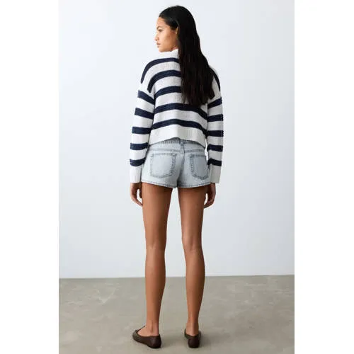 Mango Teen low waist jeansshort lichtblauw light blue denim, foto 5
