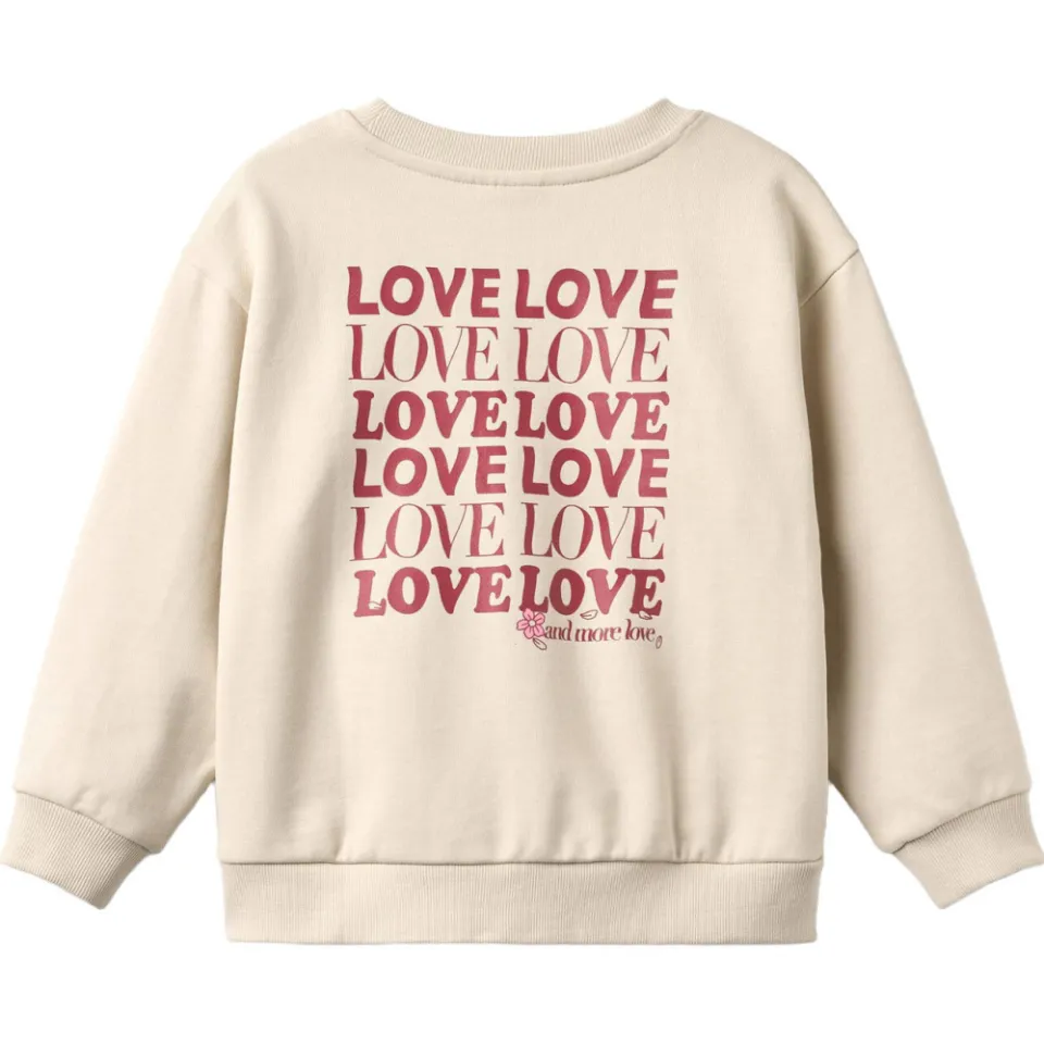 Wheat rechtvallende sweater met backprint - ecru/roze, foto 2