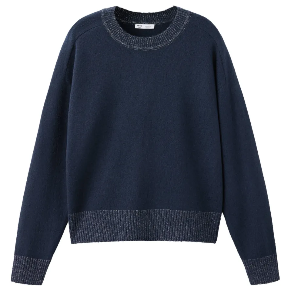 Mango TEEN gebreide trui met glitters - marineblauw, foto 2
