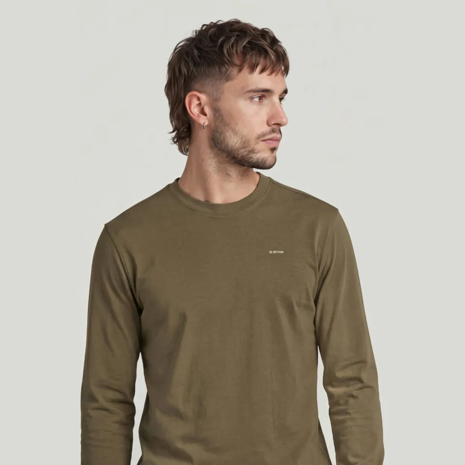 G-Star regular fit longsleeve - dark khaki, foto 7