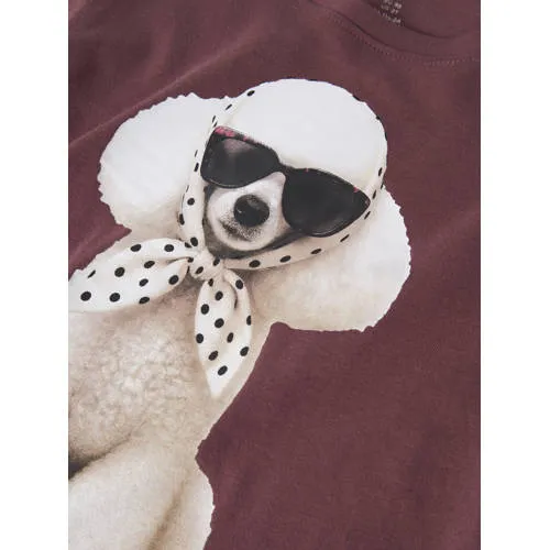 NAME IT MINI longsleeve met poedelprint donkerrood, foto 3