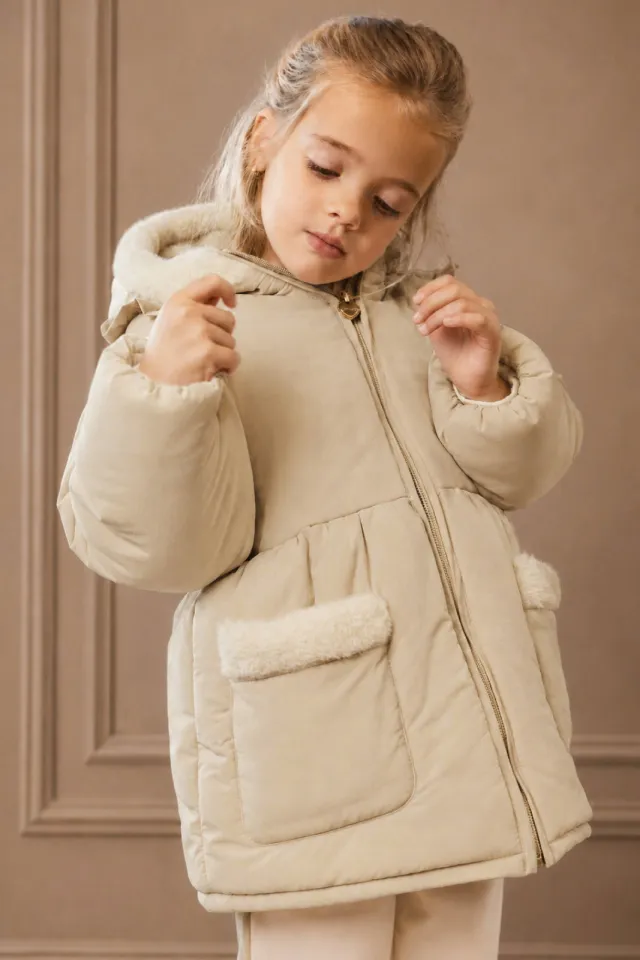 Le Chic gewatteerde winterjas beige