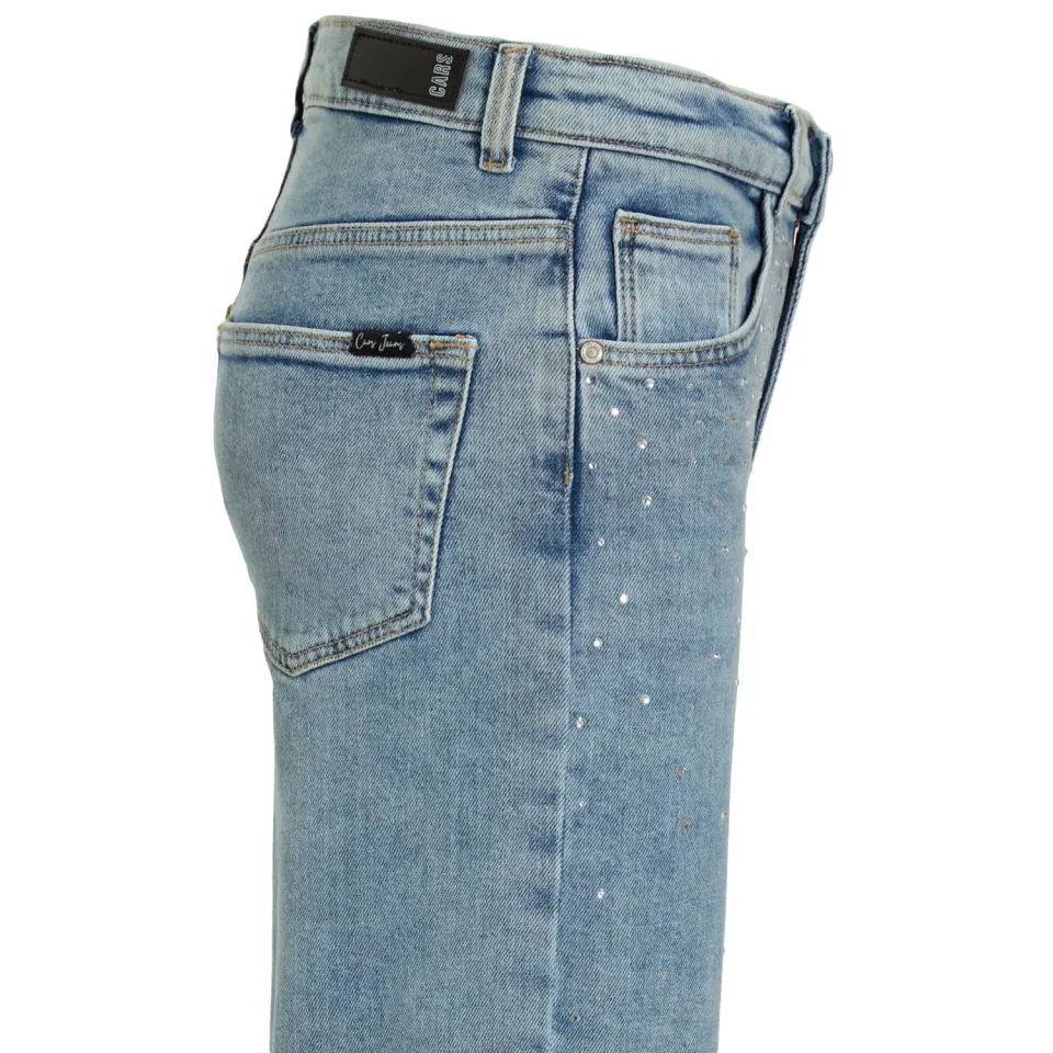 Cars high waist straight leg jeans YARA met all over print rhinestone blue, foto 4