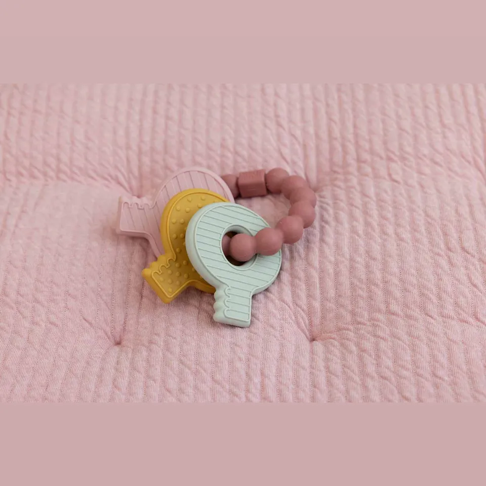 Little Dutch siliconen bijtspeeltje sleutelbos roze, foto 5