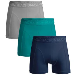 Muchachomalo boxershorts grijs/zeegroen/donkerblauw (set van 3)