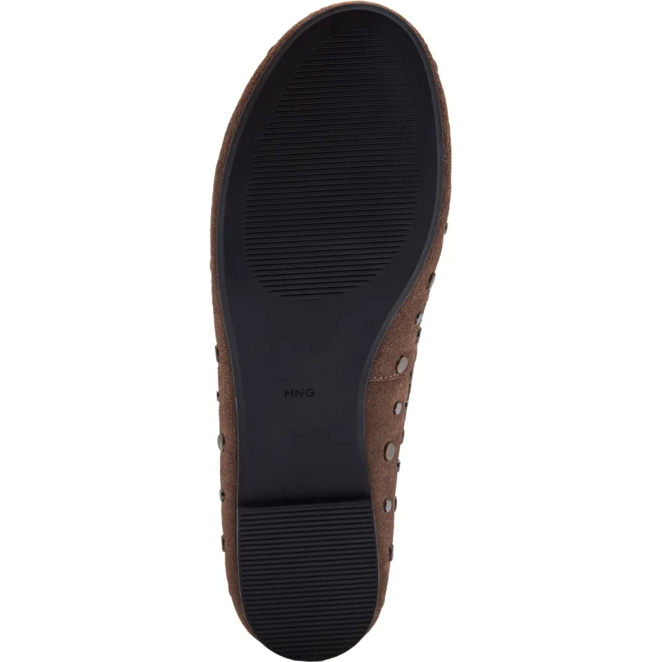 Mango TEEN suède ballerina's met studs - bruin, foto 3