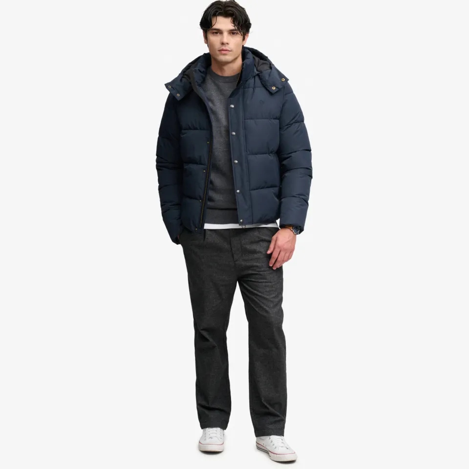 Superdry Premium Hood Puffer pufferjas donkerblauw eclipse navy, foto 4