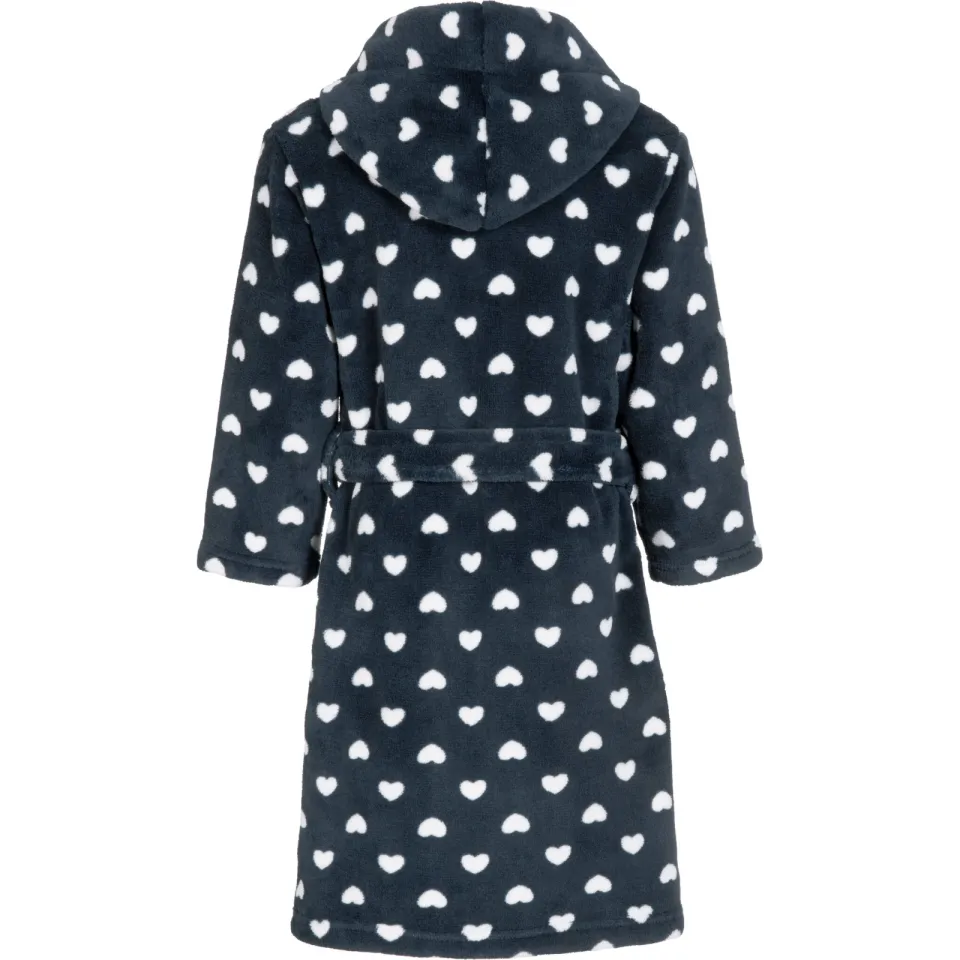 Playshoes fleece badjas Hearts met hartjes donkerblauw/wit, foto 3