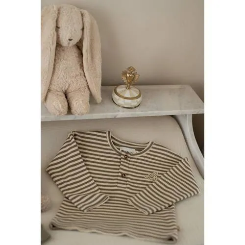 Dirkje gestreepte longsleeve bruin/beige, foto 4