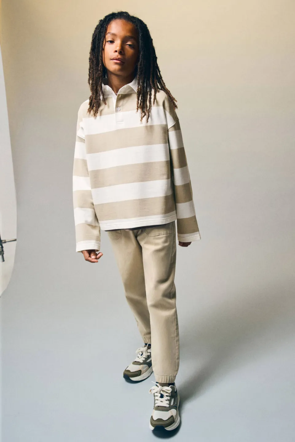 Mango Kids gestreepte polo - zand, foto 4