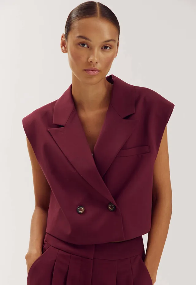Harper & Yve gilet met logo - wijnrood Bordeaux