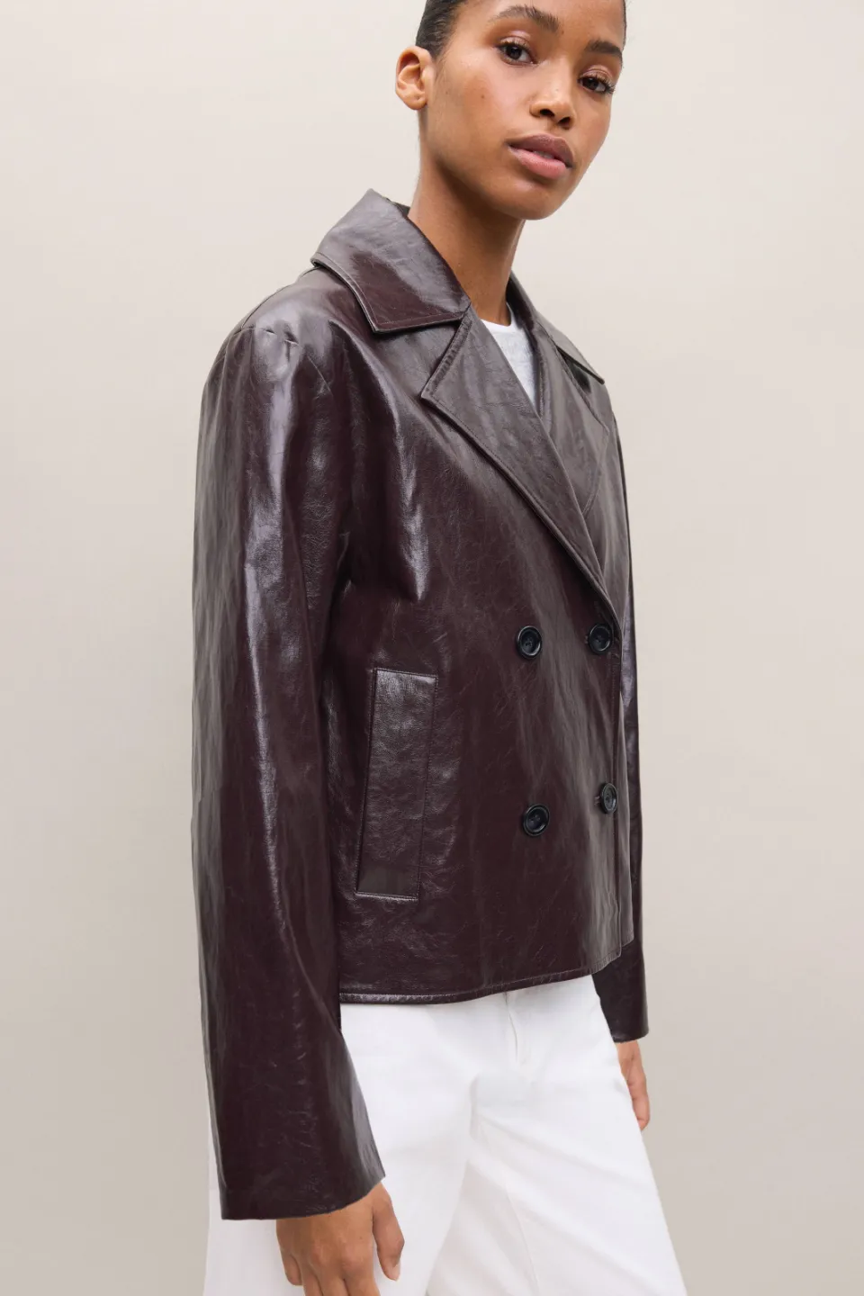 Mango TEEN imitatieleren jas donkerrood