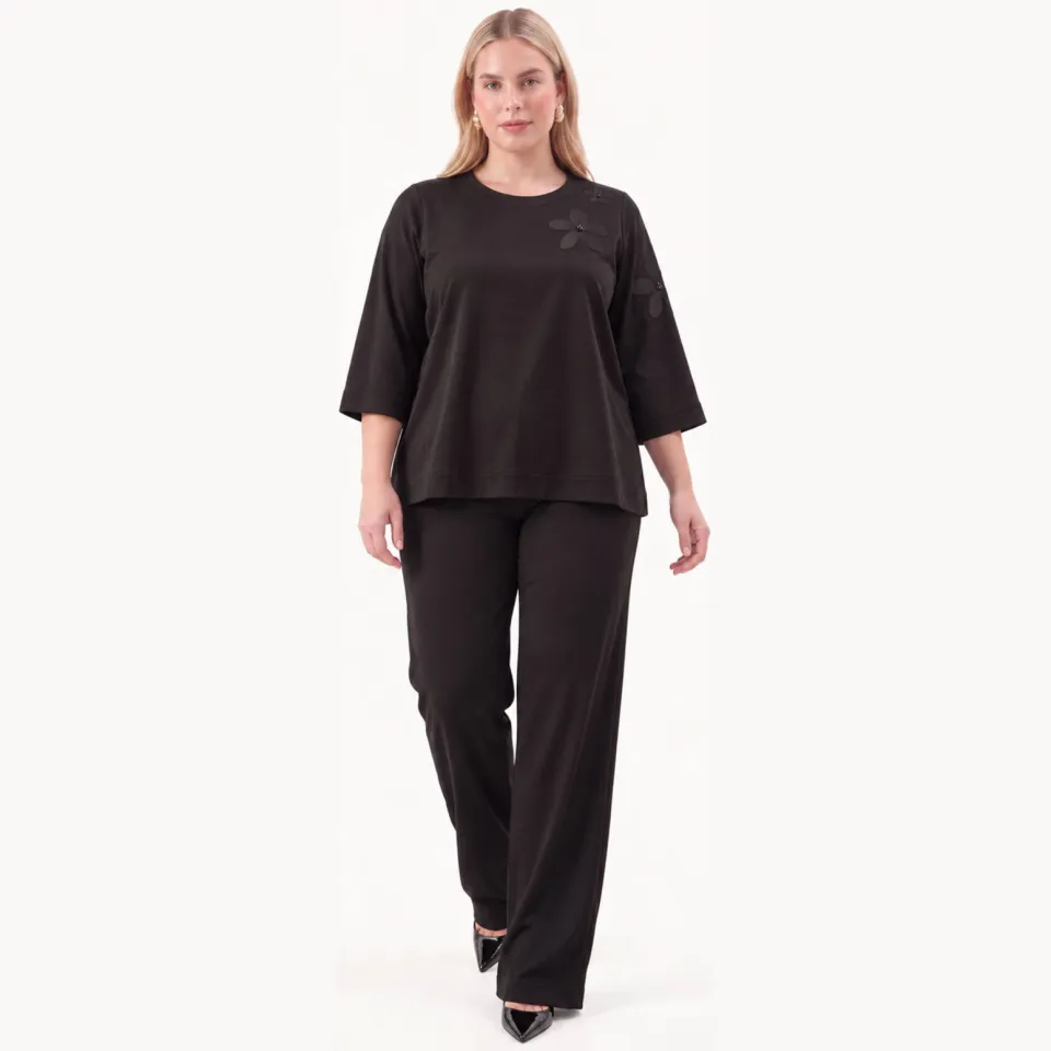 Yoek top FLOWER zwart