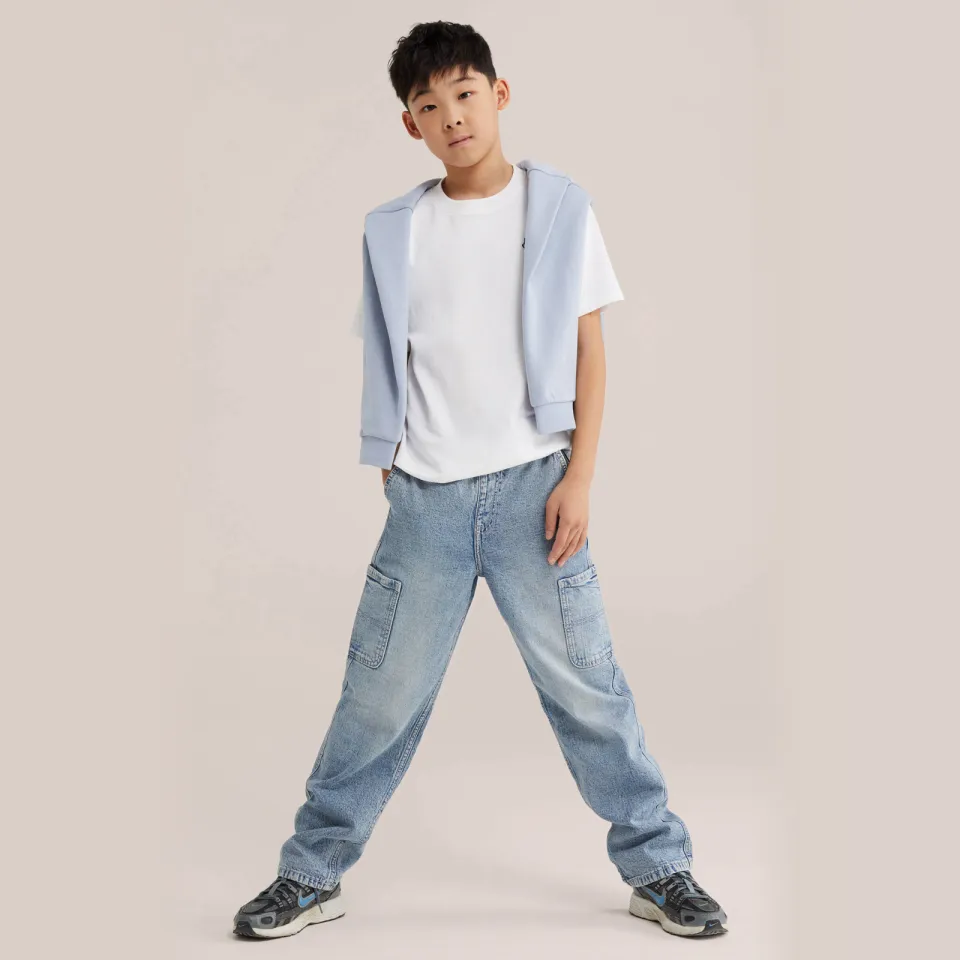 WE Fashion Blue Ridge loose fit cargo jeans - lichtblauw Light blue denim