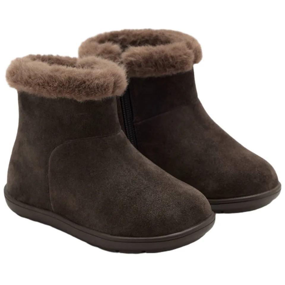 Mango Kids suède enkelboots met profielzool - donkerbruin, foto 4