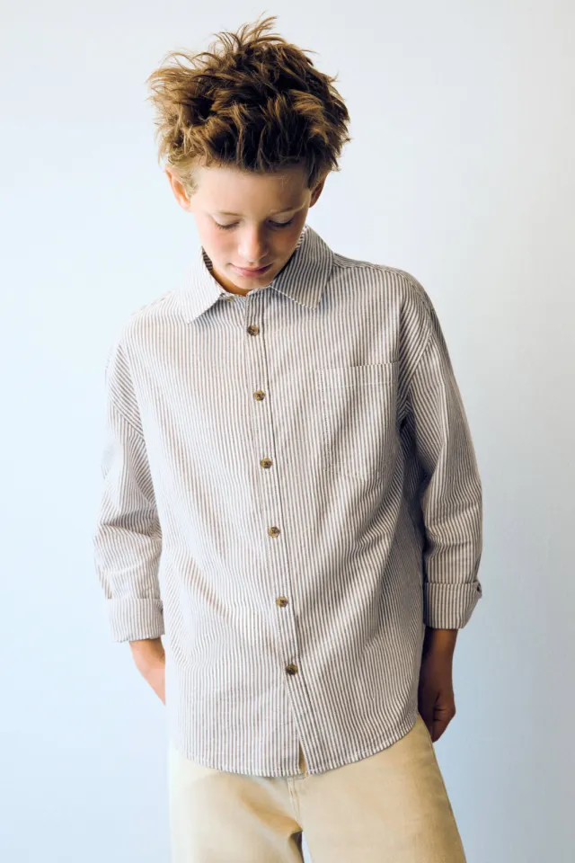 Mango Kids gestreept overhemd - bruin, foto 4