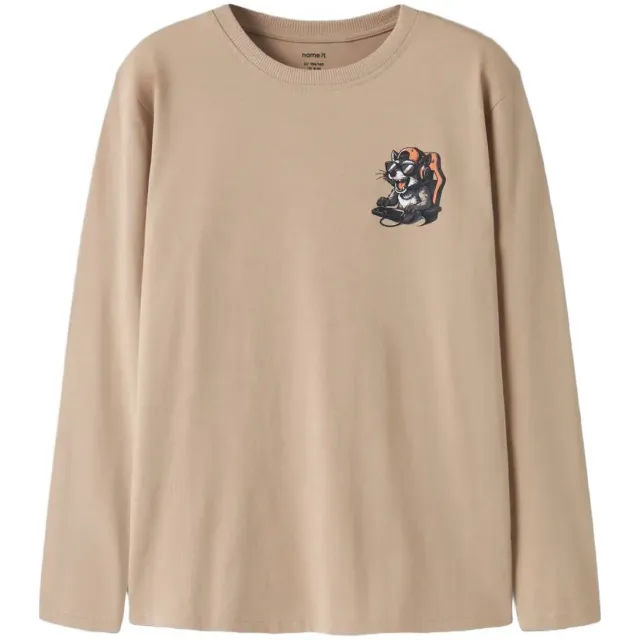 NAME IT rechtvallende longsleeve met backprint beige