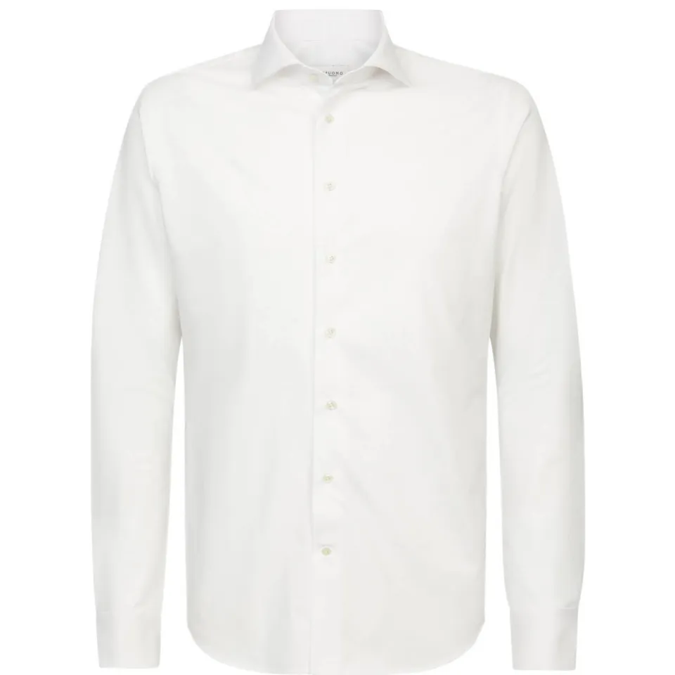 Profuomo slim fit gebreid overhemd wit, foto 2