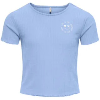 Only T-shirt lichtblauw met textuur