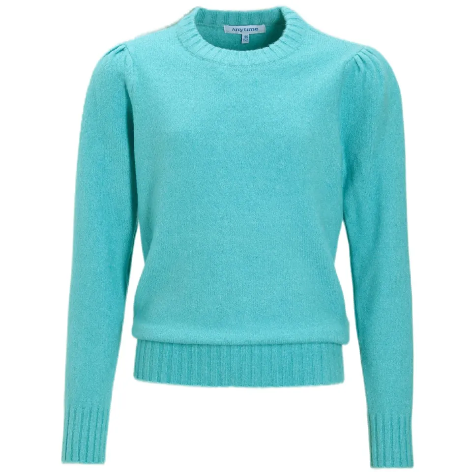 Anytime puff sleeve gebreide trui blauw, foto 2