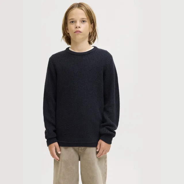 Jack & Jones JUNIOR trui donkerblauw grof gebreid