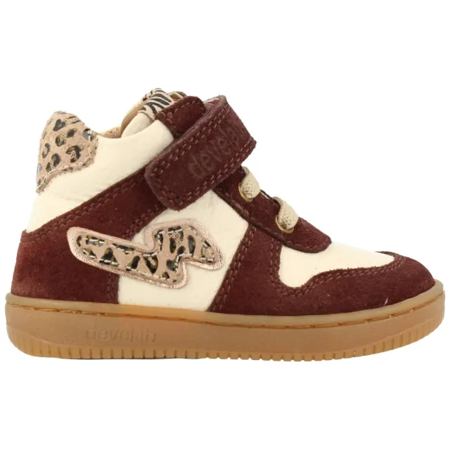 Develab leren sneakers met panterprint - donkerrood/beige