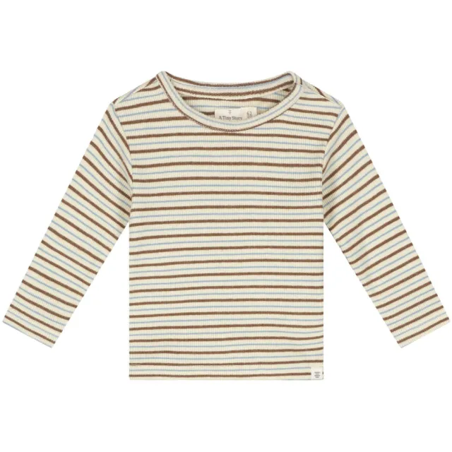 A Tiny Story rechtvallende gestreepte longsleeve ecru, foto 2