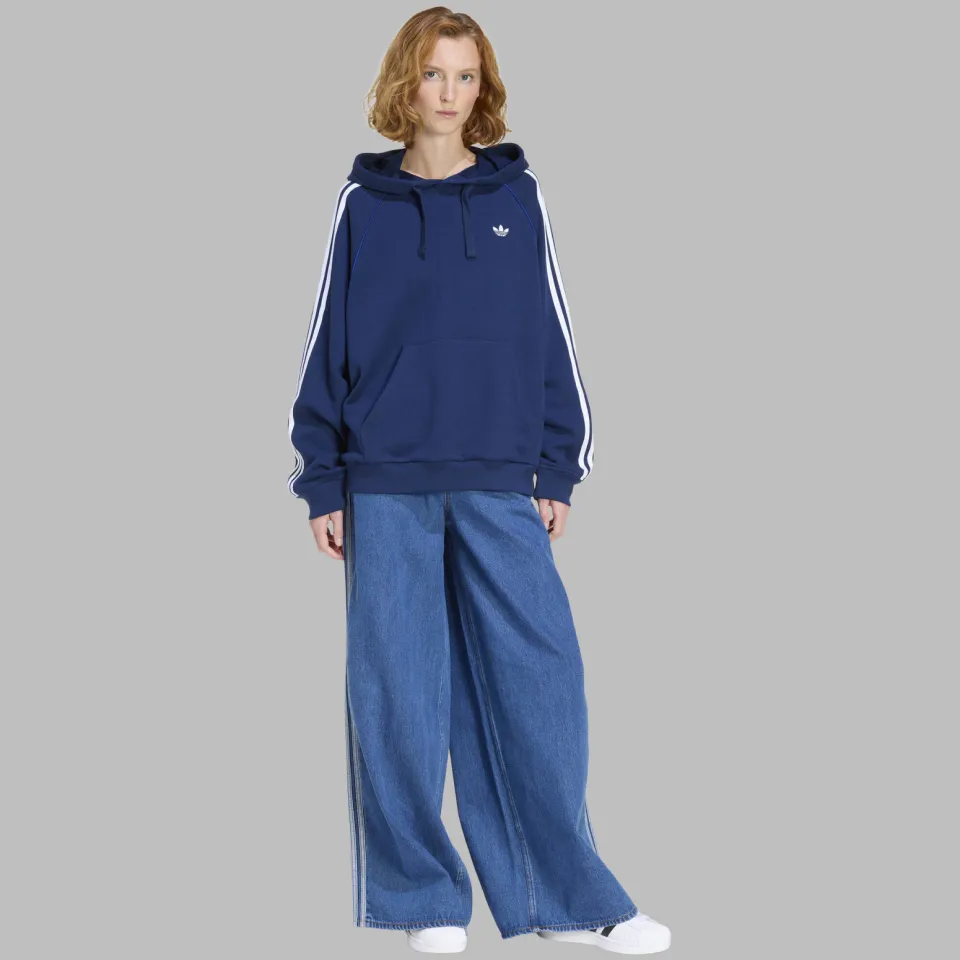 Adidas Originals loose fit straight leg jeans - medium blue denim