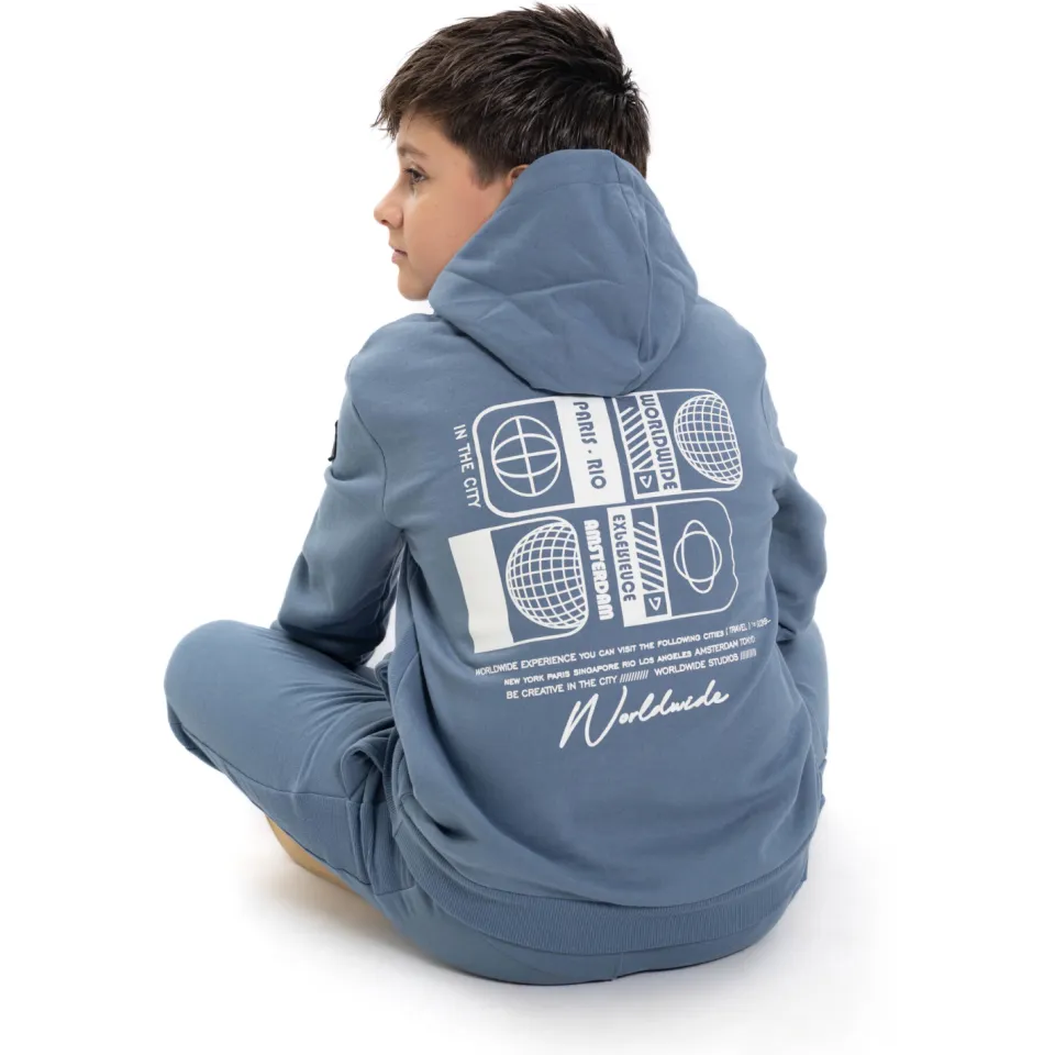 No Way Monday rechtvallende hoodie met backprint - blauw, foto 4