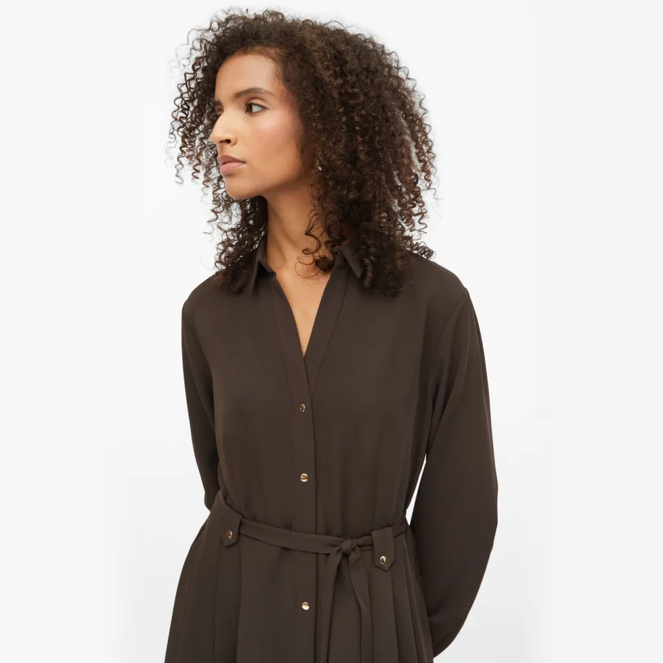 S.Oliver midi blousejurk met ceintuur donkerbruin, foto 3