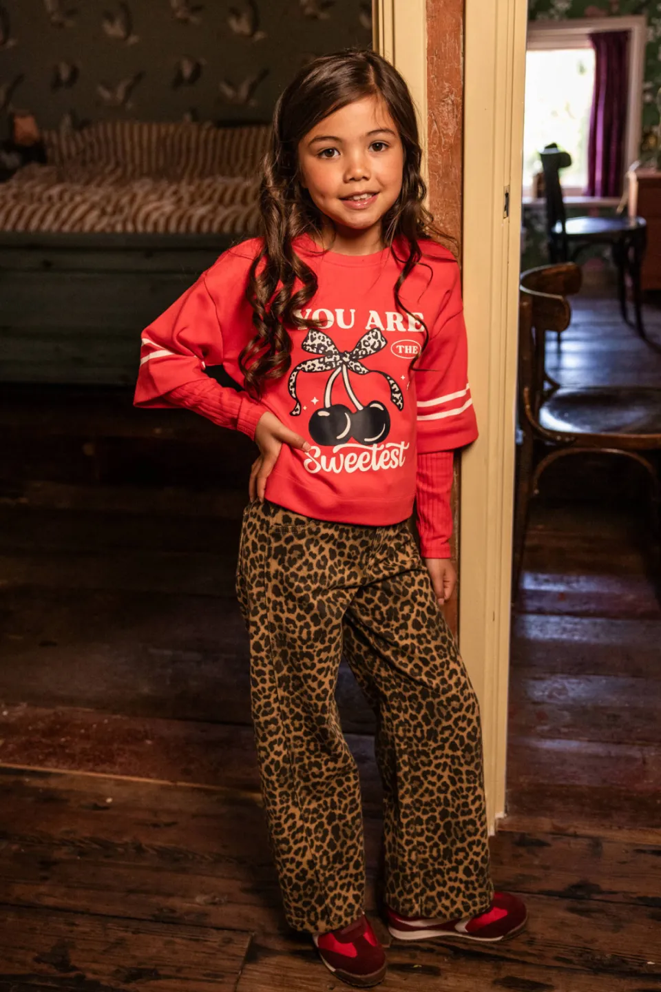 LOOXS little Little leopard jeans met panterprint - bruin, foto 7