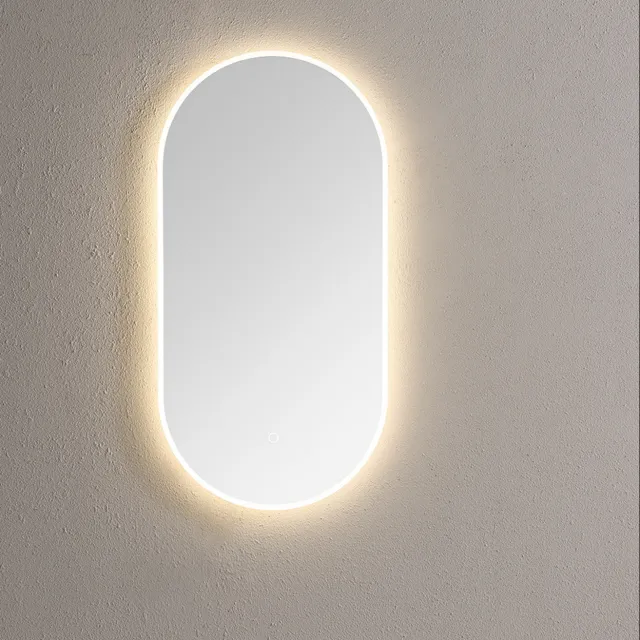 Sanilux Spiegel Sanilux Ovaal Met Direct LED 3 Kleuren Instelbaar 90x45 cm Zilver