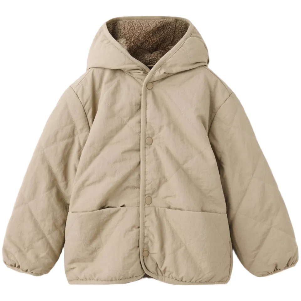 Mango gewatteerde winterjas beige met capuchon, foto 2