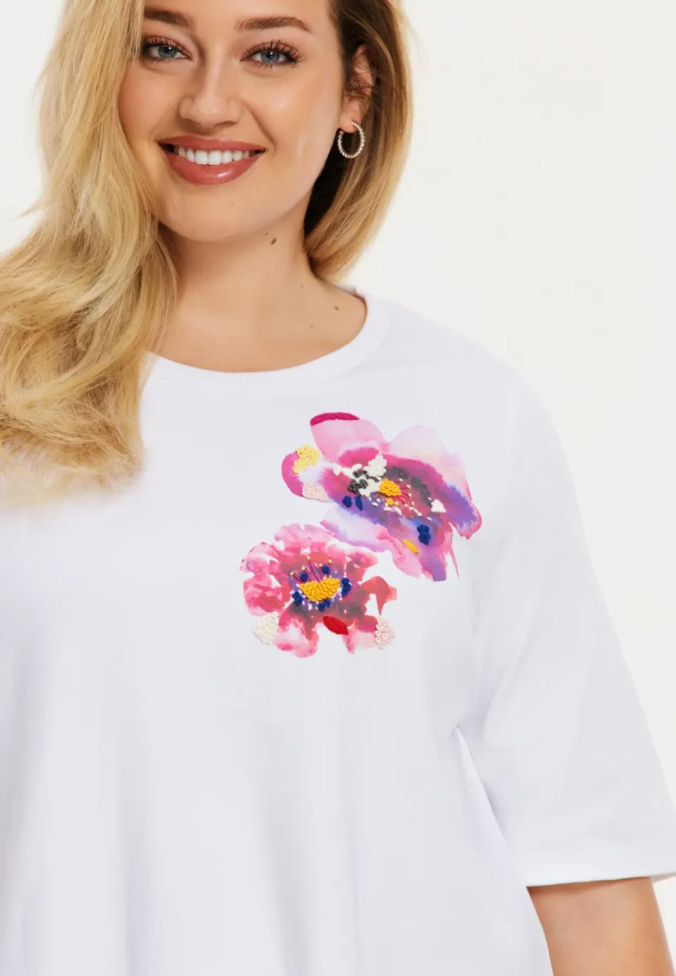 Yoek gebloemd T-shirt wit, foto 5