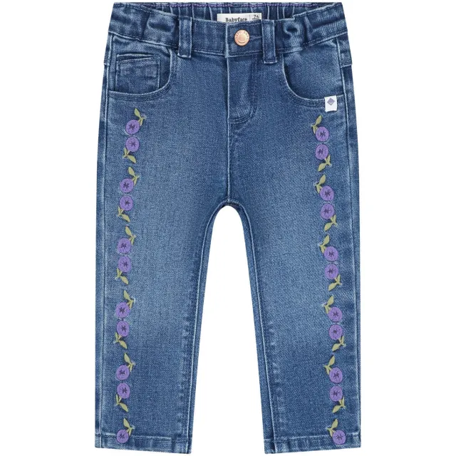 Babyface straight leg jeans met borduursels en print - mediumblauw Medium blue denim