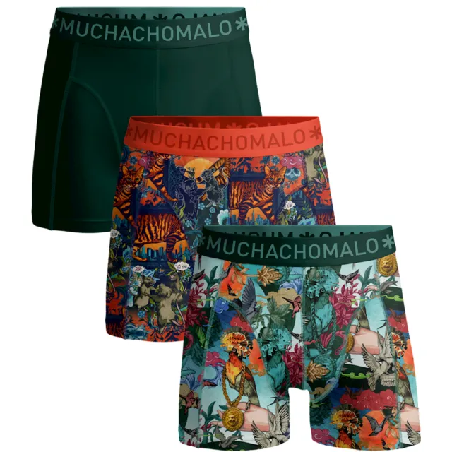 Muchachomalo Heren 3-pack Boxershorts Birdcat Groen