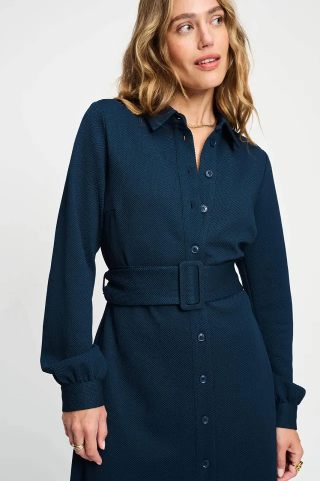 POM Amsterdam Demi midi blousejurk donkerblauw, foto 5