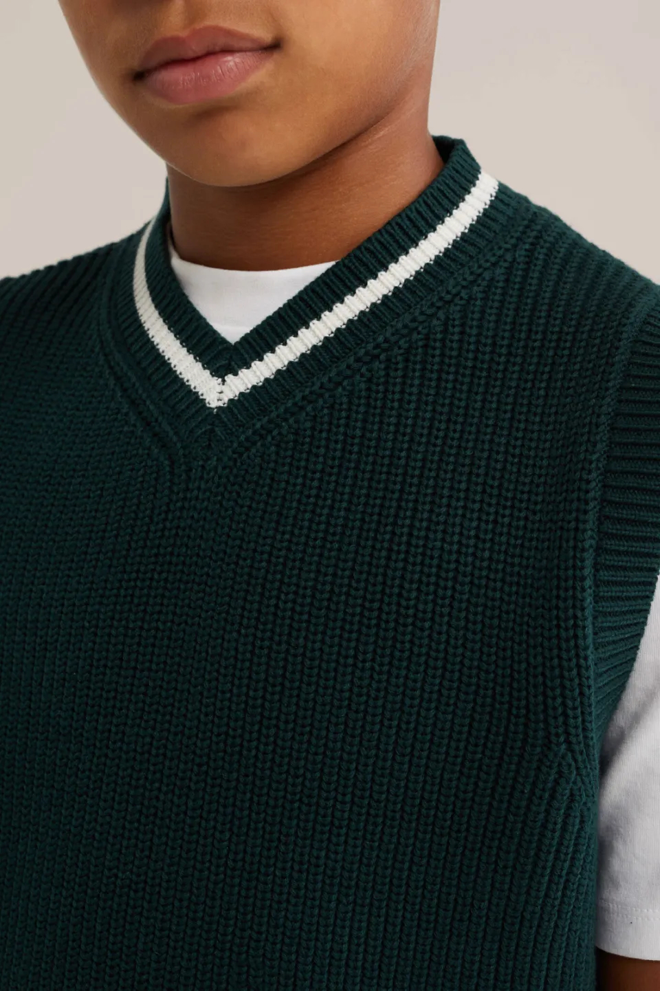 WE Fashion katoenen gebreide spencer - donkergroen, foto 4