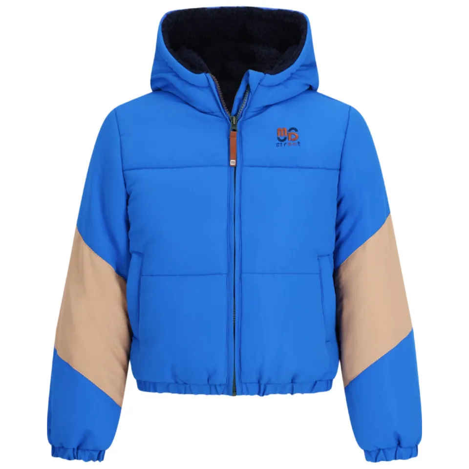 Moodstreet gewatteerde winterjas helderblauw beige, foto 3