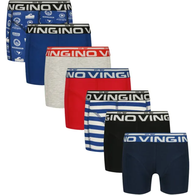 Vingino boxershorts set van 7 blauw rood zwart Blauw / rood / zwart