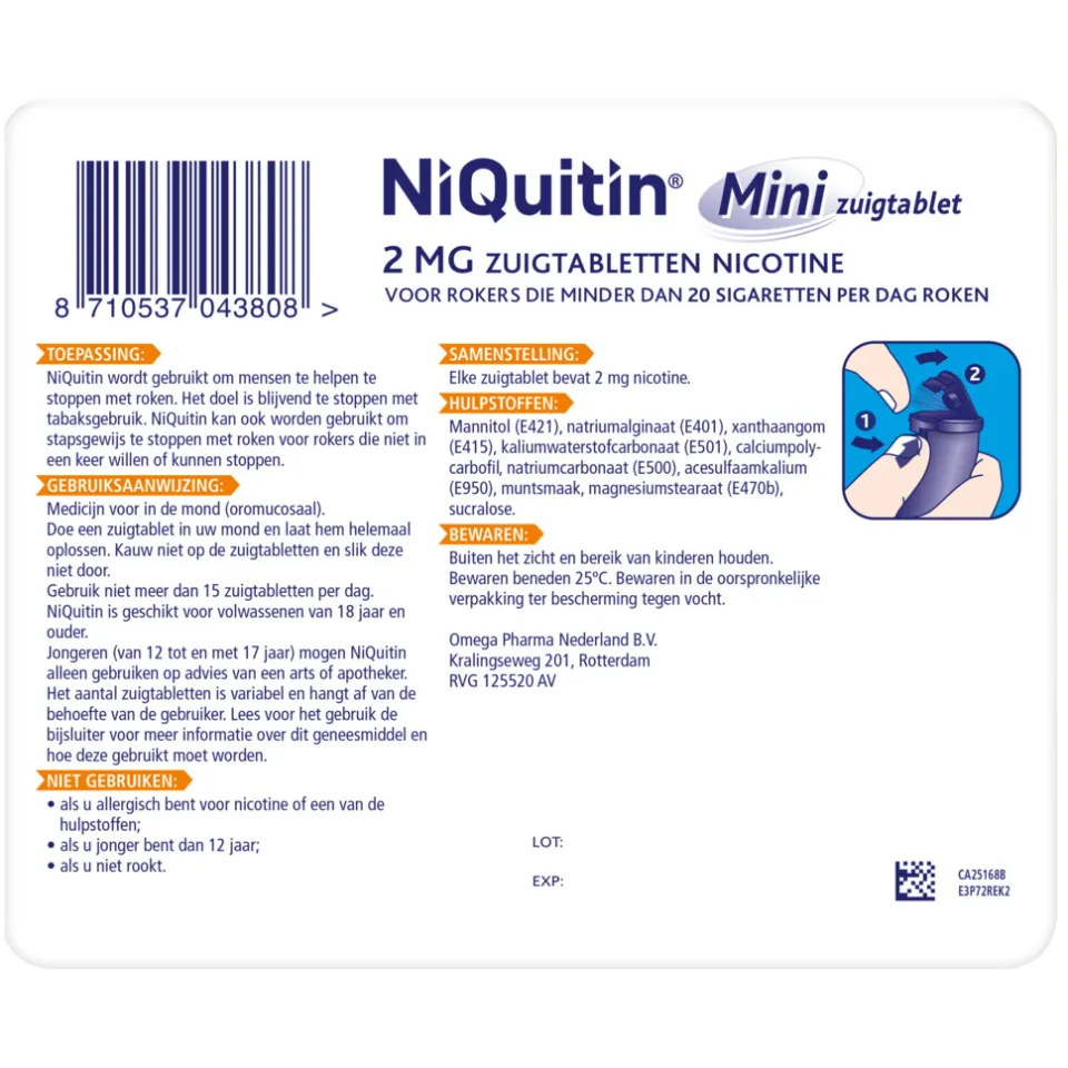 Niquitin Mini Mint 2mg 60 zuigtabletten, foto 4