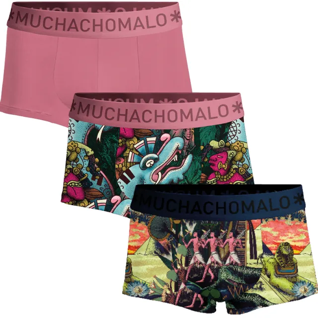 Muchachomalo Heren 3-pack Trunks Ancient Civilizations Roze
