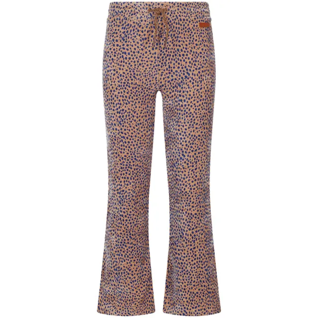 Nono fluwelen flared broek met print bruin/blauw