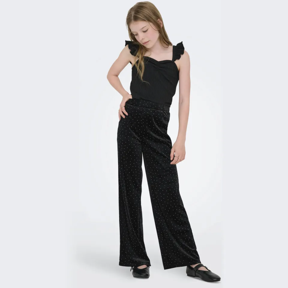 KIDS ONLY GIRL fluwelen wide leg broek zwart, foto 3
