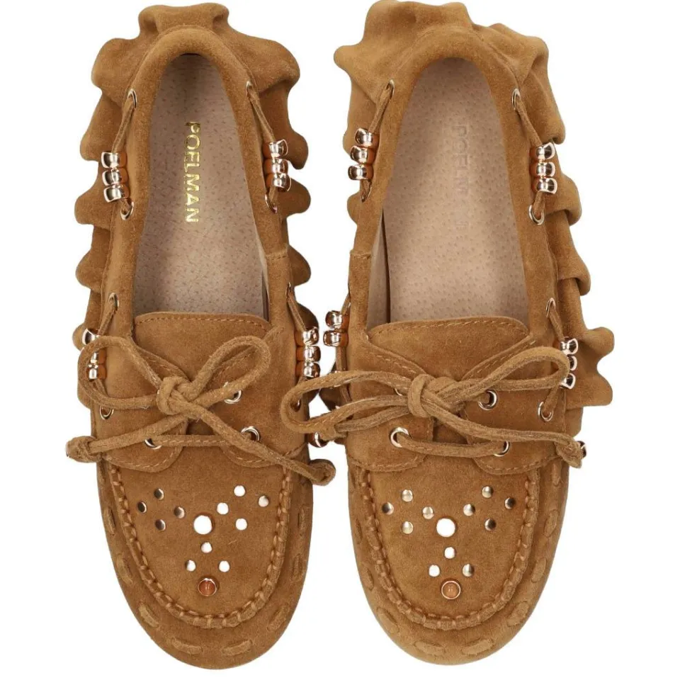 Poelman suède mocassins met studs - cognac, foto 4