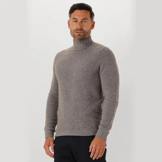 Profuomo Heren Truien & Vesten Pullover Mock Neck Boiled Wool - Bruin
